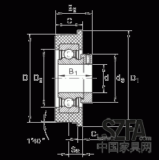 外球面球軸承 CRB30/92, 帶橡膠插入件，偏心鎖圈定位，兩側 P 型密封